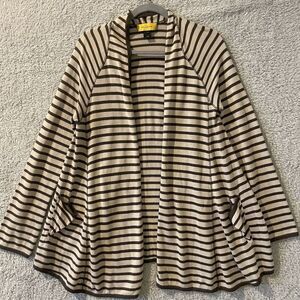 St. John Black and Cream Striped Cardigan
